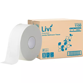 1100 Livi Virgin Jumbo Roll 300m 2 Ply Toilet Tissue 8 rolls/Ctn
